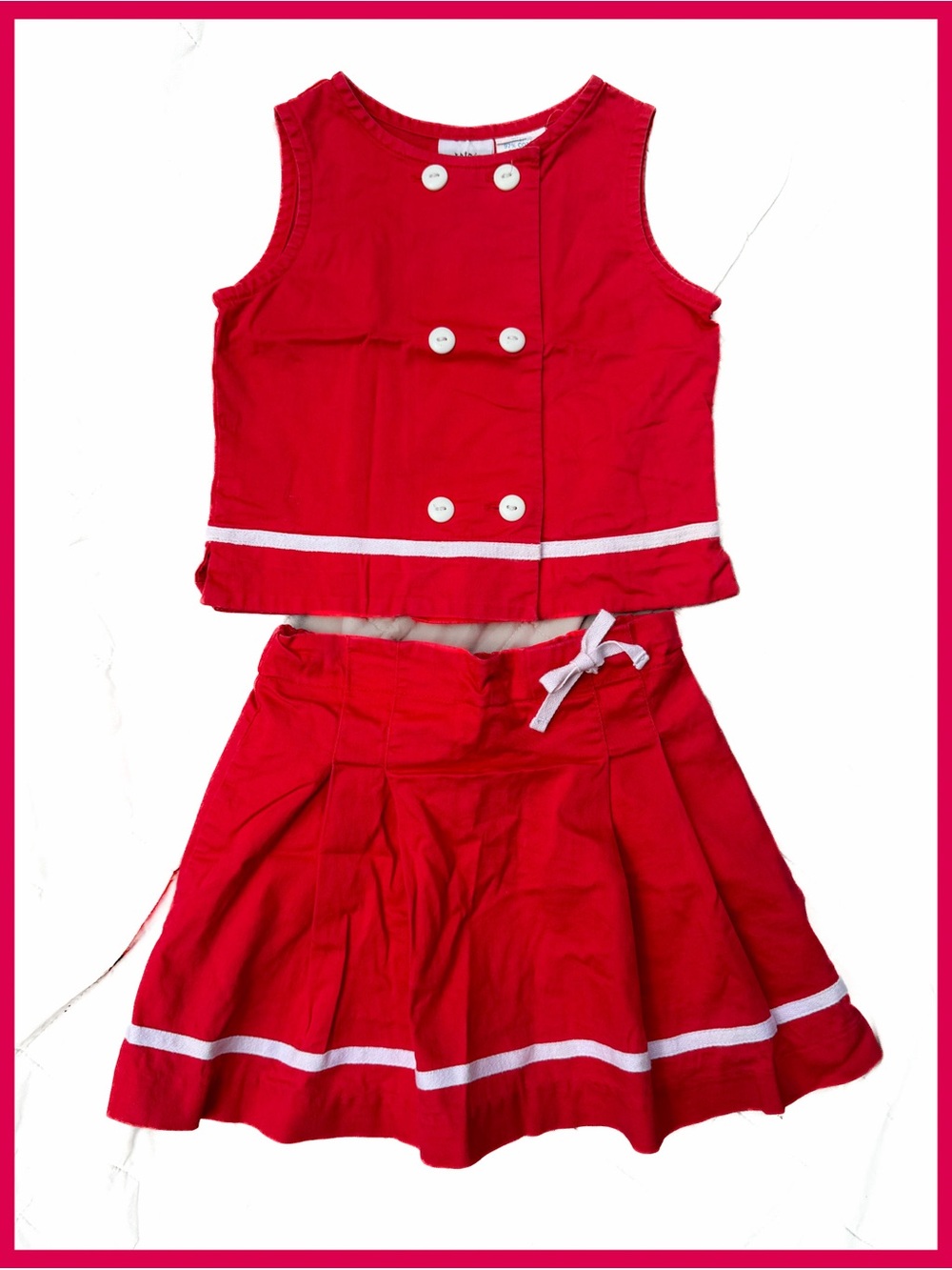 Hartstrings 2 pc set 5 red white vintage boutique shirt skort skirt retro girl